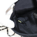 CHANEL Chain Shoulder Bag Cotton Black Silver CC Auth 148204V-25