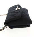 CHANEL Chain Shoulder Bag Cotton Black Silver CC Auth 148204V-3