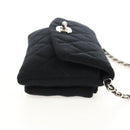 CHANEL Chain Shoulder Bag Cotton Black Silver CC Auth 148204V-4