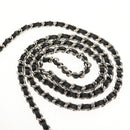 CHANEL Chain Shoulder Bag Cotton Black Silver CC Auth 148204V-8