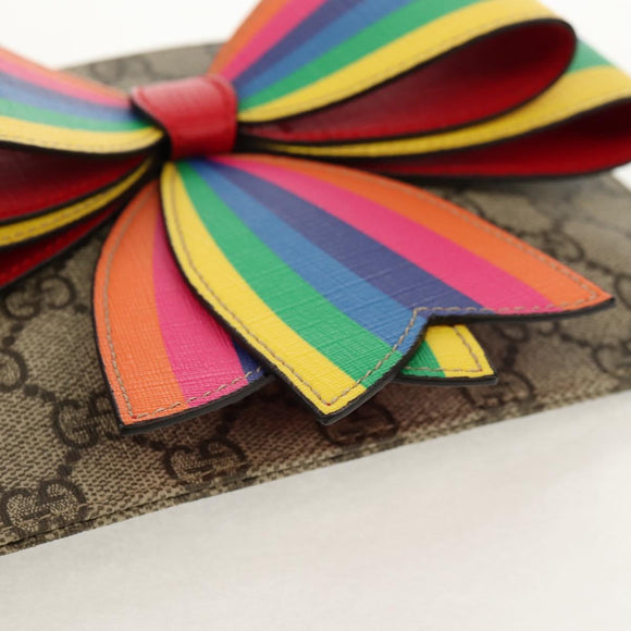 GUCCI GG Supreme Accessory Pouch PVC Beige 457233 Auth 148206V