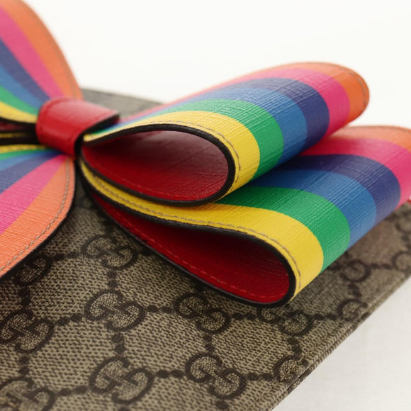 GUCCI GG Supreme Accessory Pouch PVC Beige 457233 Auth 148206V