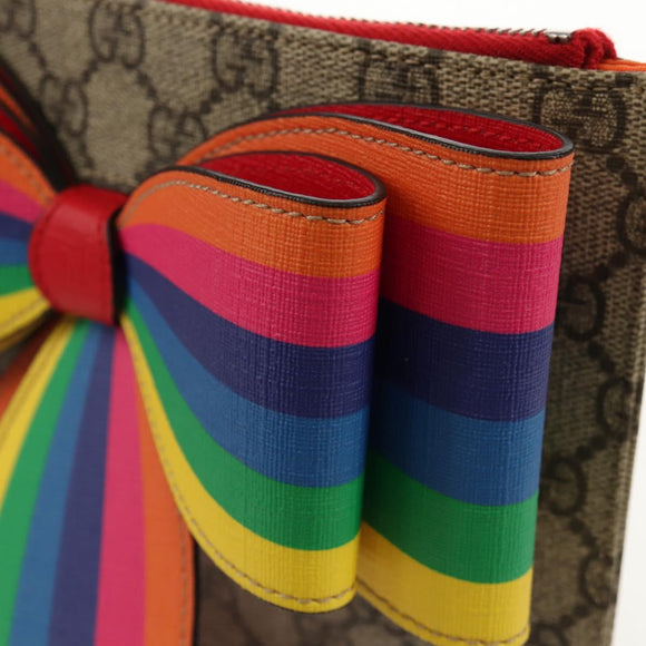 GUCCI GG Supreme Accessory Pouch PVC Beige 457233 Auth 148206V