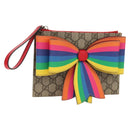 GUCCI GG Supreme Accessory Pouch PVC Beige 457233 Auth 148206V-1