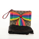 GUCCI GG Supreme Accessory Pouch PVC Beige 457233 Auth 148206V-12