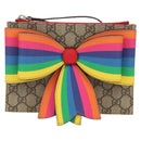 GUCCI GG Supreme Accessory Pouch PVC Beige 457233 Auth 148206V-13