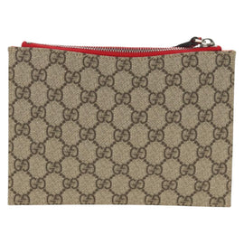 GUCCI GG Supreme Accessory Pouch PVC Beige 457233 Auth 148206V - 0