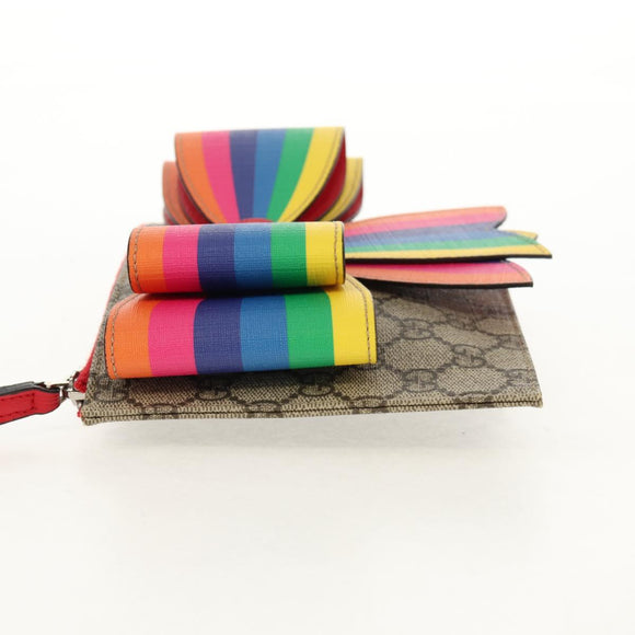 GUCCI GG Supreme Accessory Pouch PVC Beige 457233 Auth 148206V