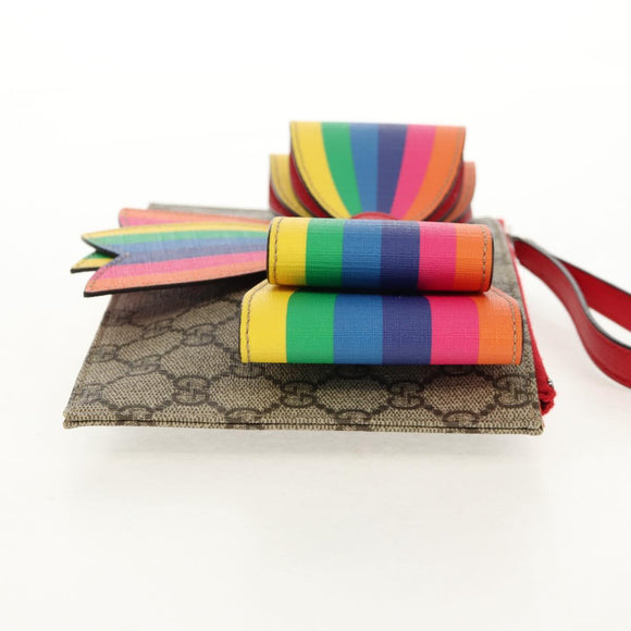 GUCCI GG Supreme Accessory Pouch PVC Beige 457233 Auth 148206V