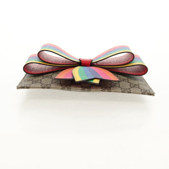 GUCCI GG Supreme Accessory Pouch PVC Beige 457233 Auth 148206V