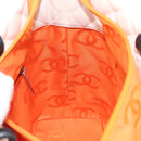 CHANEL Cambon Line Tote Bag Lamb Skin White Silver CC Auth 148211-19