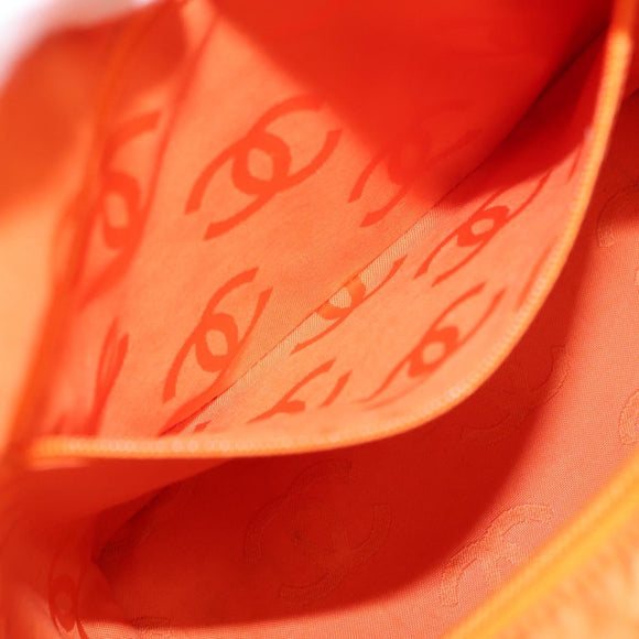 CHANEL Cambon Line Tote Bag Lamb Skin White Silver CC Auth 148211