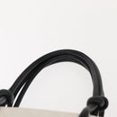 CHANEL Cambon Line Tote Bag Lamb Skin White Silver CC Auth 148211-14