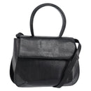 Salvatore Ferragamo Hand Bag Leather 2way Black Gold Auth 148212-1