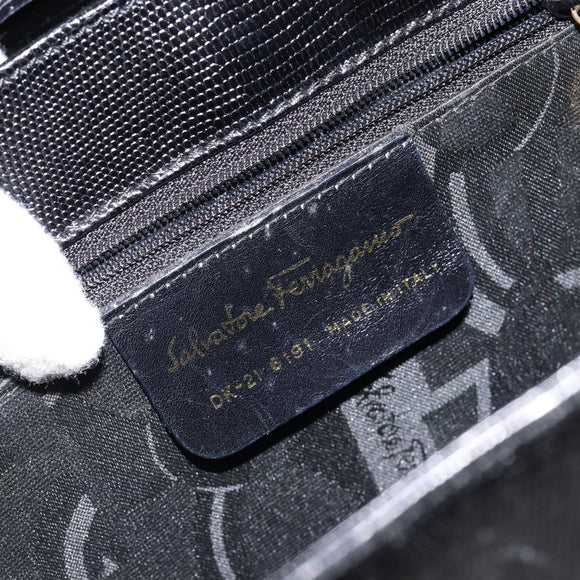 Salvatore Ferragamo Hand Bag Leather 2way Black Gold Auth 148212