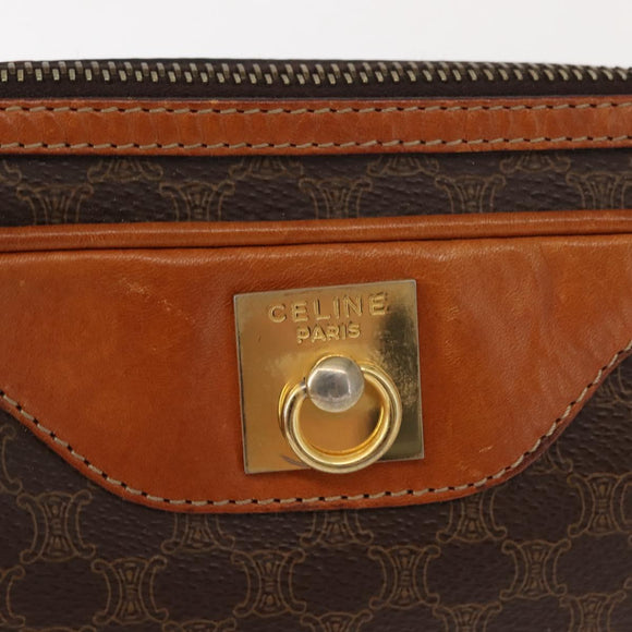 CELINE Macadam Canvas Shoulder Bag PVC Brown Gold Auth 148213