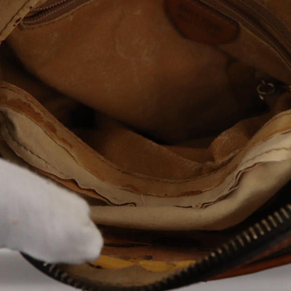 CELINE Macadam Canvas Shoulder Bag PVC Brown Gold Auth 148213