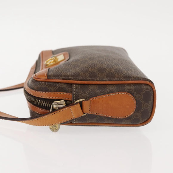 CELINE Macadam Canvas Shoulder Bag PVC Brown Gold Auth 148213