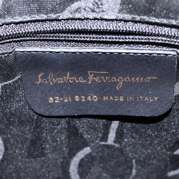 Salvatore Ferragamo Shoulder Bag Leather Black Gold Auth 148231