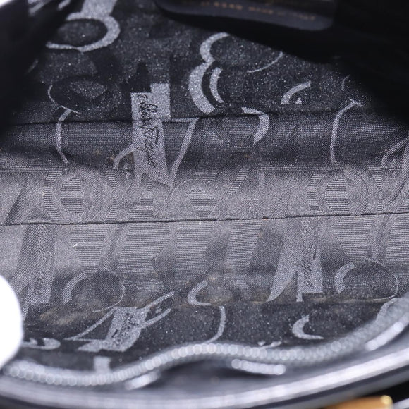 Salvatore Ferragamo Shoulder Bag Leather Black Gold Auth 148231