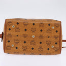 MCM Logogram Vicetos Boston Bag PVC 2way Brown Gold Auth 148233-5