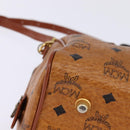 MCM Logogram Vicetos Boston Bag PVC 2way Brown Gold Auth 148233-15