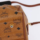 MCM Logogram Vicetos Boston Bag PVC 2way Brown Gold Auth 148233-16