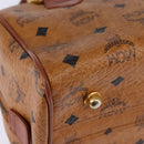 MCM Logogram Vicetos Boston Bag PVC 2way Brown Gold Auth 148233-17