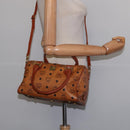 MCM Logogram Vicetos Boston Bag PVC 2way Brown Gold Auth 148233-23