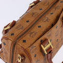 MCM Logogram Vicetos Boston Bag PVC 2way Brown Gold Auth 148233-6