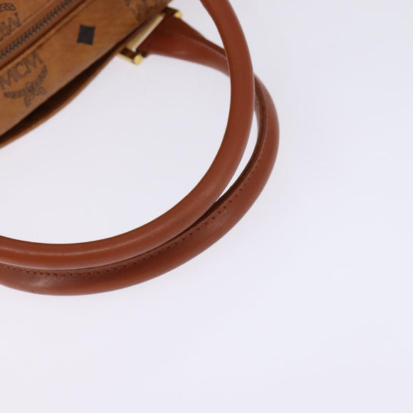 MCM Logogram Vicetos Boston Bag PVC 2way Brown Gold Auth 148233