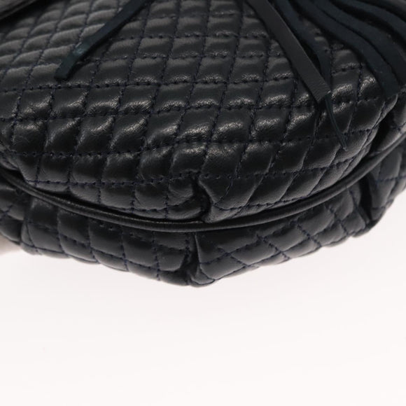 BALLY Chain Shoulder Bag Leather Navy Gold Auth 148234