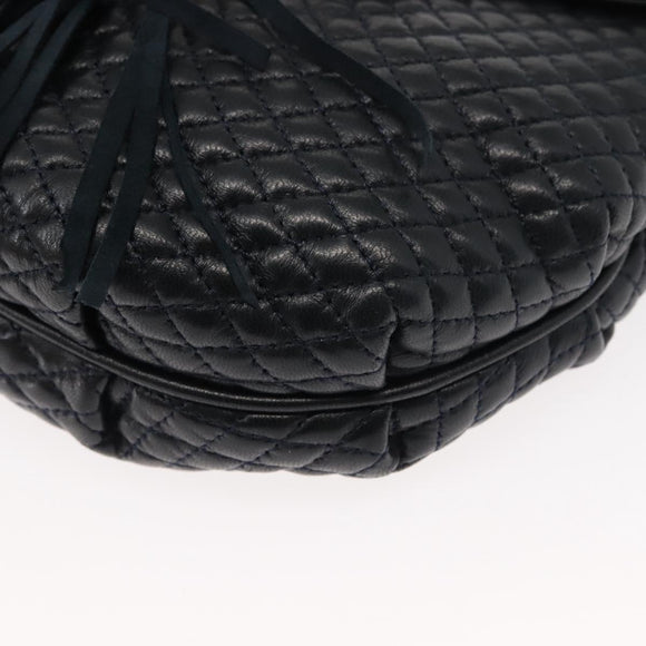 BALLY Chain Shoulder Bag Leather Navy Gold Auth 148234