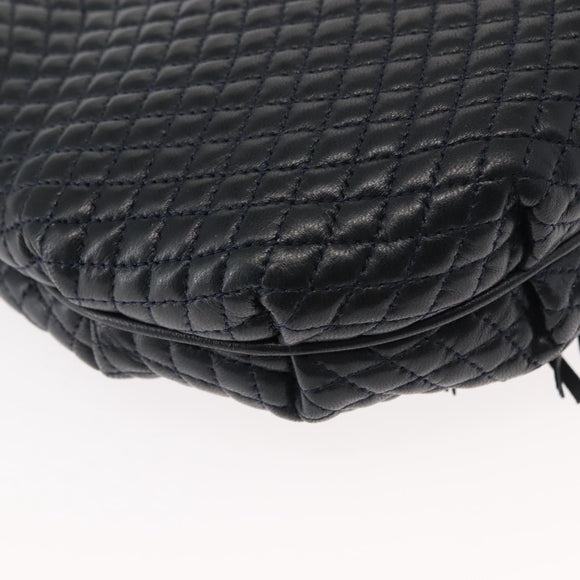 BALLY Chain Shoulder Bag Leather Navy Gold Auth 148234