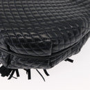 BALLY Chain Shoulder Bag Leather Navy Gold Auth 148234-17