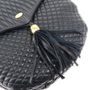 BALLY Chain Shoulder Bag Leather Navy Gold Auth 148234-9