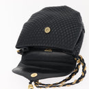 BALLY Chain Shoulder Bag Leather Navy Gold Auth 148234-10