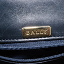 BALLY Chain Shoulder Bag Leather Navy Gold Auth 148234-19