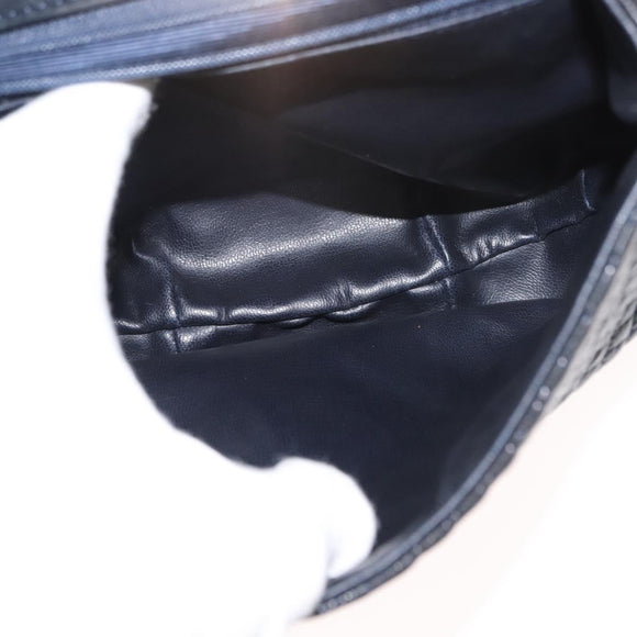 BALLY Chain Shoulder Bag Leather Navy Gold Auth 148234