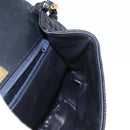 BALLY Chain Shoulder Bag Leather Navy Gold Auth 148234-20