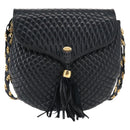 BALLY Chain Shoulder Bag Leather Navy Gold Auth 148234-13