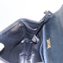 BALLY Chain Shoulder Bag Leather Navy Gold Auth 148234-21