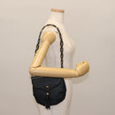 BALLY Chain Shoulder Bag Leather Navy Gold Auth 148234-22