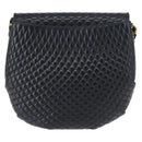 BALLY Chain Shoulder Bag Leather Navy Gold Auth 148234-2