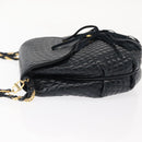 BALLY Chain Shoulder Bag Leather Navy Gold Auth 148234-4