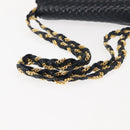 BALLY Chain Shoulder Bag Leather Navy Gold Auth 148234-7