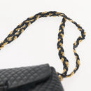 BALLY Chain Shoulder Bag Leather Navy Gold Auth 148234-8