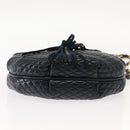 BALLY Chain Shoulder Bag Leather Navy Gold Auth 148234-5