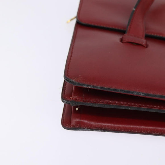 Christian Dior Hand Bag Leather Gold Red Auth 148235