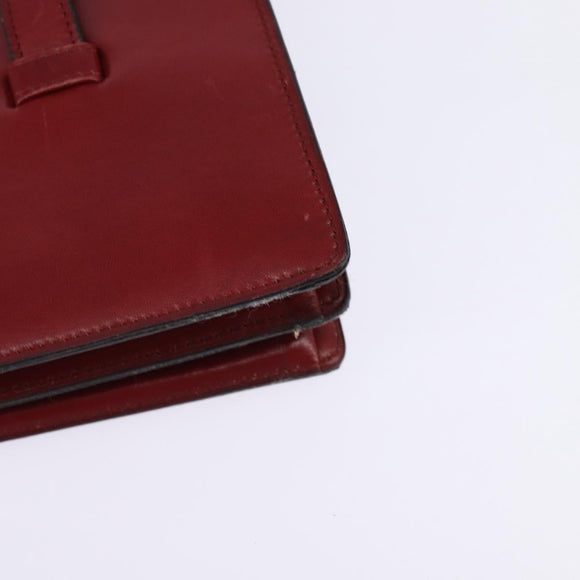 Christian Dior Hand Bag Leather Gold Red Auth 148235